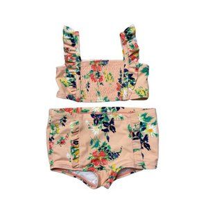 Janie and Jack Peach Floral Two Piece Swim Suit Size 18 to 24 months